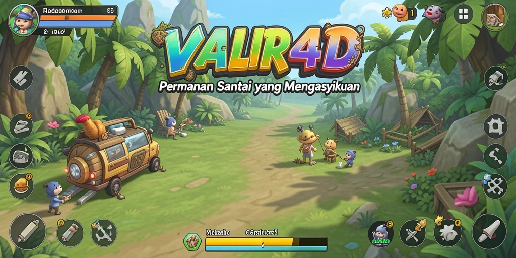 Screenshot gameplay VALIR4D dengan visual cerah dan karakter lucu.